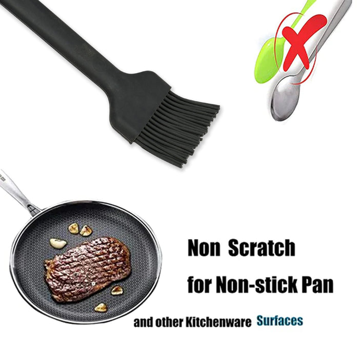 Side view of a durable silicone pastry brush, perfect for any kitchen.