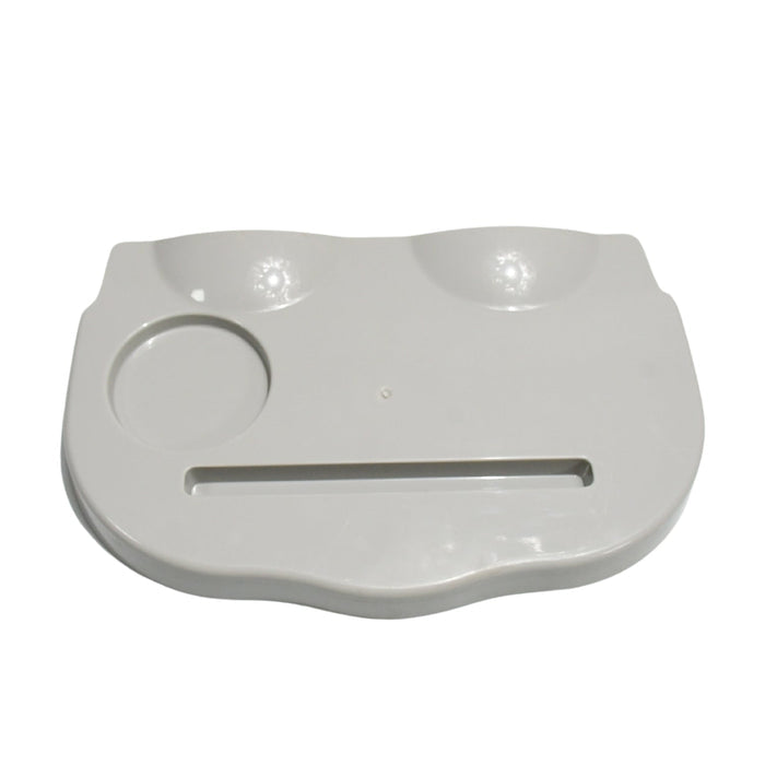 Combo Snack and Cup Holder Tray from TableNest with various snacks and a phone.