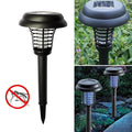 Garden Vera solar mosquito trap and garden light illuminating an outdoor space.