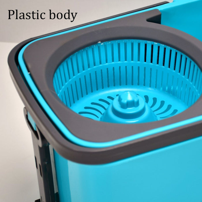 Easy-to-use spin mop with a wide bucket for thorough floor cleaning.