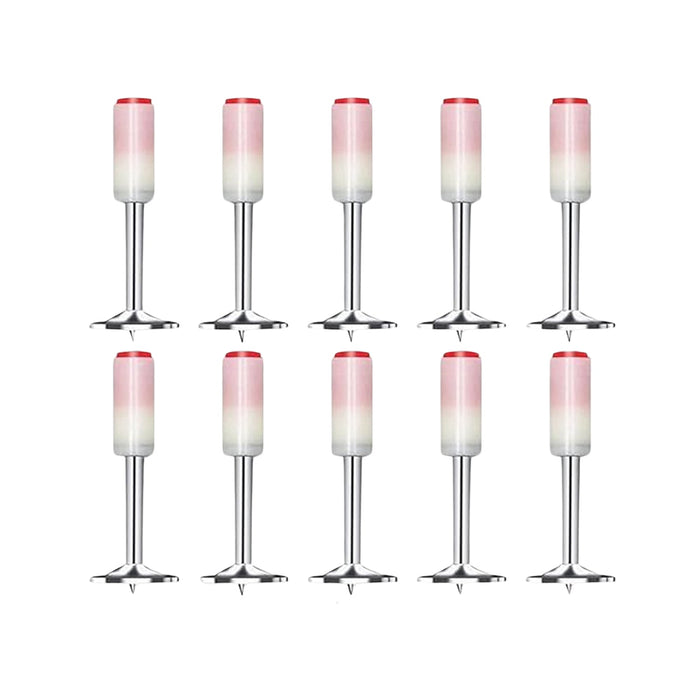 Close-up of a set of ten high-quality steel round nails for nail guns.