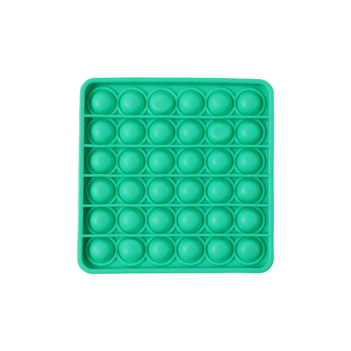 Square-shaped silicone Pop It toy in detail