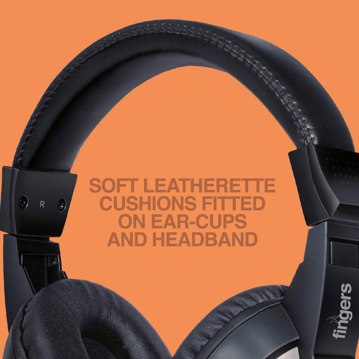 Close-up of wired audio headset with flexible boom microphone