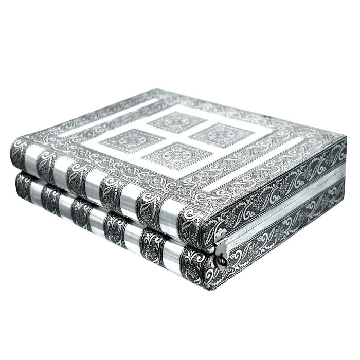 Detailed view of the craftsmanship on the wooden jewellery organizer exterior.